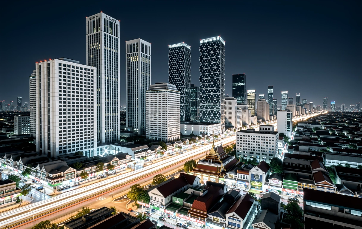 Bangkok business district skyline